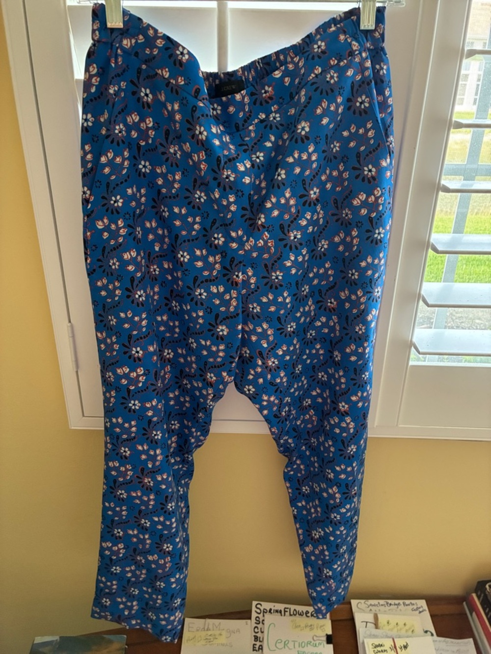 J. Crew Bright Blue Floral Pants